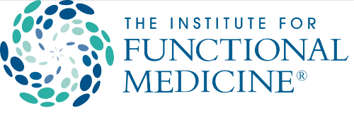 Logo of the institute for functional medicine featuring a stylized molecule design and text.