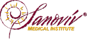 Logo of the hanover medical institute featuring stylized text and an emblem with sun-like rays.