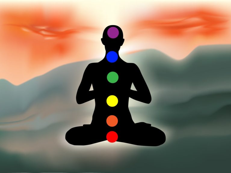 A graphic of a of a person meditating and aligning their energy.