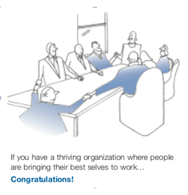 drawing of employees forming a circle while holding hands around a long table